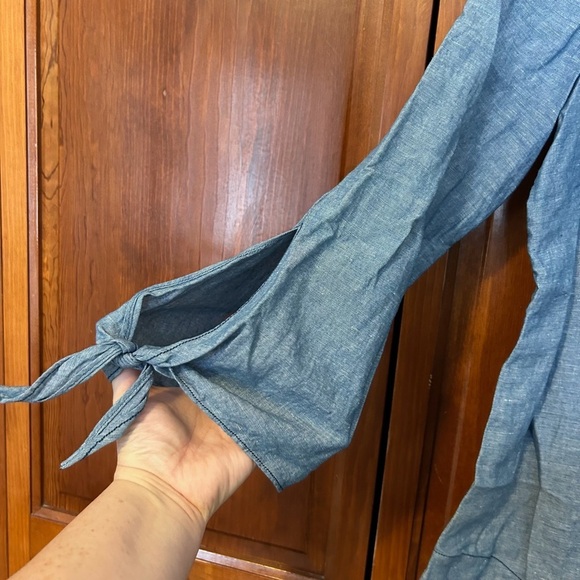 Free People Off the Shoulder Linen Blend Blouse Size XS - Picture 3 of 7